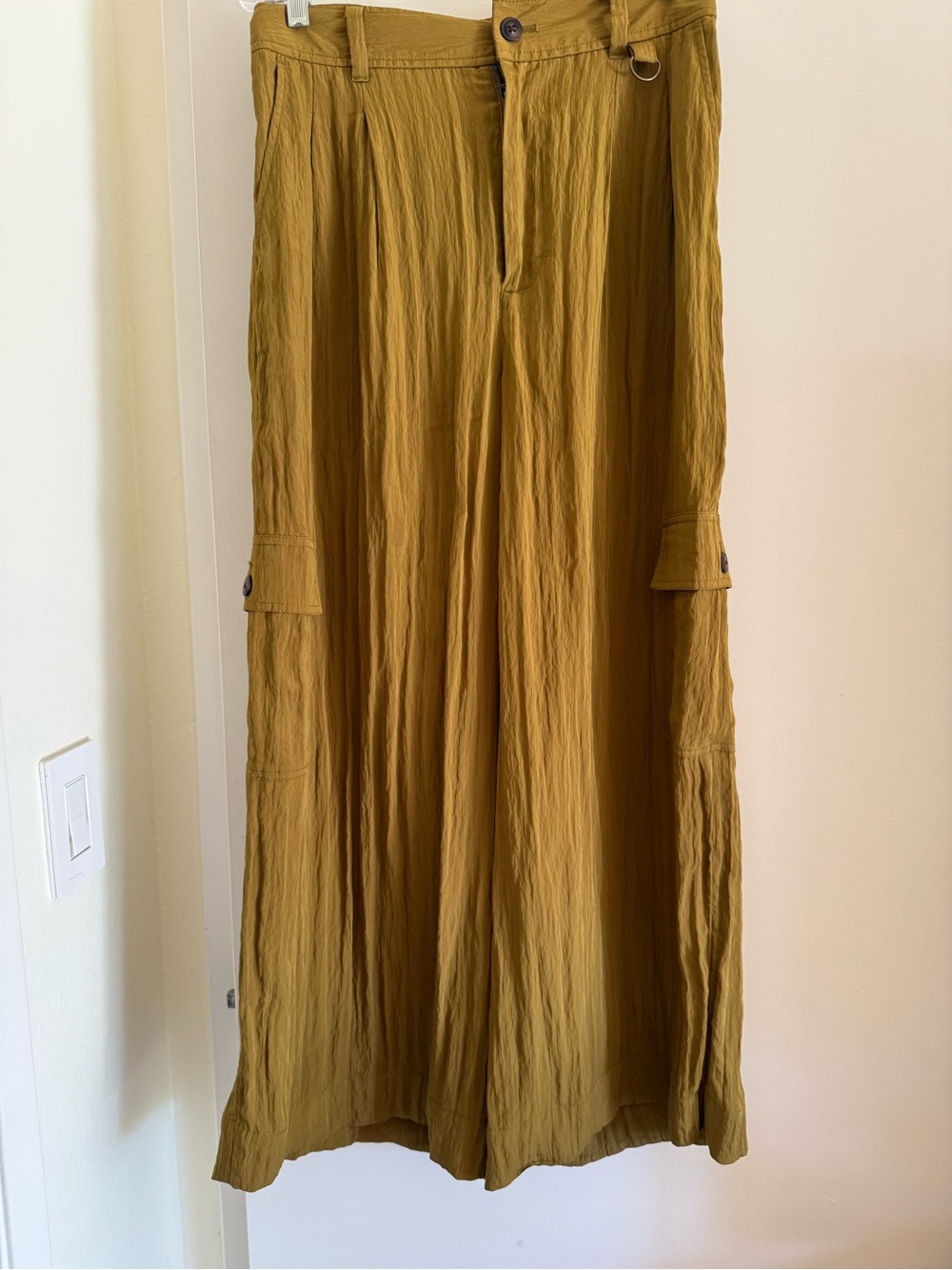 Wide-Leg Cargo Maxi Pants in Mustard